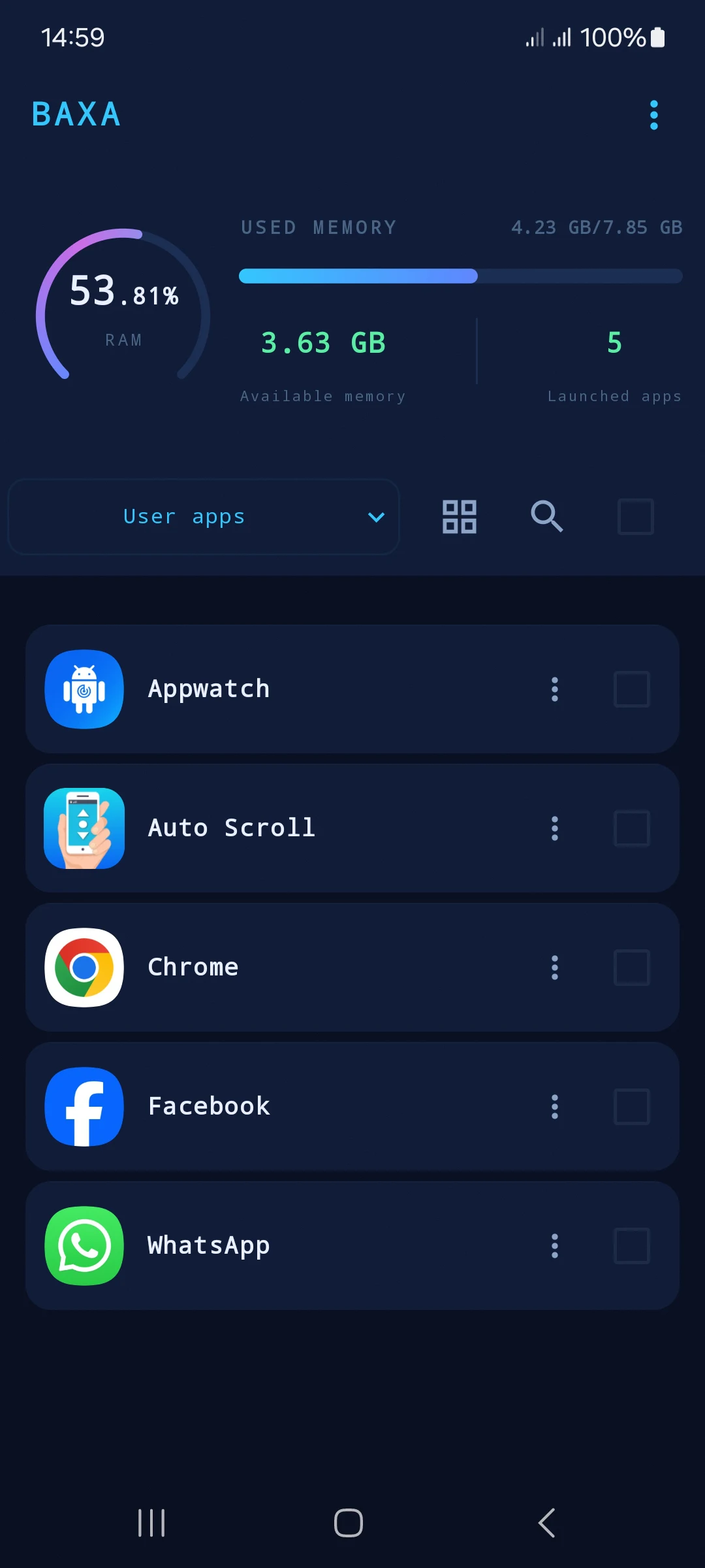 Baxa: Close apps - Ram Battery screenshot